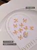 Decorações de Borboletas Mistas, Gradiente Colorido Suave Esculpido Iridescente de Fada Laço de Diamante Grande Decorações Tridimensionais Doces para Unhas com Strass