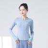 Blusa de Tricô Gola V Slim Fit com Zíper Manga Longa Dança Clássica Roupa de Prática de Dança Chinesa Roupa Modeladora Roupa para Dança Yoga