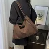 Outono 2025 Novo Estilo Coreano Retrô Estampa de Leopardo Bolsa de Ombro/Axila Moda Nicho Casual Tecida Manualmente Bolsa Tote