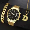 Joyería Europea y Americana Chapada en Oro de Alta Gama Set de Collar Colgante Pulsera Collar 26 Letras Listo para la Venta