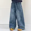 Conjunto de Otoño para Niñas Medianas y Grandes Ropa Infantil Niños Niñas Suéter de Rayas Tejido Cárdigan Jeans Conjunto de Dos Piezas Moderno