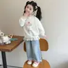 Sudadera de encaje estilo coreano para niña con estampado de poni, nueva moda primavera y otoño 2026, top de encaje estampado para niñas pequeñas