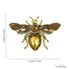 Broche de abeja vintage incrustado con diamantes, broche de aleación con forma de insecto, accesorio de pin decorativo para chaqueta de traje, transfronterizo