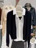 Conjunto de malha de duas peças Mass Ecico para o início do outono para mulheres, estilo old money, toque de alta qualidade, top de linho Tencel