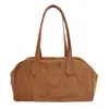 Bolsa Tote de Camurça Retrô Feminina Outono Inverno Nova Textura Bolsa Bowling Bolsa de Mão Casual Bolsa de Ombro Único Bolsa de Axila