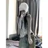 Camiseta Interior Floral Gris de Gama Alta para Mujer en Otoño e Invierno, Corte Ajustado, Hottie de Brillo Puro, Top de Manga Larga con Hombro Derecho de Moda