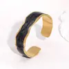 Pulsera Nueva de Acero Inoxidable Transfronteriza Abierta Moda Lujo Accesible Estilo Chapado en Oro de 18K Goteo de Aceite No se Desvanece Pulsera de Acero de Titanio para Mujeres