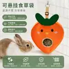 Nueva bolsa de alimentación con forma de zanahoria para hámsteres y cobayas, bolsa de heno para conejos y cobayas, bolsa colgante para comida de mascotas pequeñas