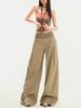 Pantalones de Cuadros para Mujer, Nuevo Estilo Primavera y Verano, Moda Azul Versátil, Pantalones Casuales Holgados de Pierna Recta y Pierna Ancha para Caminar