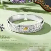 Pulsera de Plata de Ley Flor de Peonía Guoxiang Plata Fina 9999 Pulsera de Plata Maciza Regalo del Día de la Madre para Mamá Personas Mayores