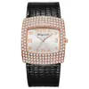 Reloj de Mujer Cuadrado con Correa de Cuero con Patrón de Serpiente Transfronterizo Incrustado de Diamantes Reloj de Cuarzo Totalmente Incrustado de Diamantes Fabricante de Relojes para Mujer Venta al por Mayor