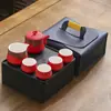 Juego de té de viaje traje pequeño cerámica exterior hogar Kung Fu una tetera cuatro tazas tetera taza portátil regalo creativo
