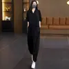 Conjunto casual y a la moda de Tencel para mujer, estilo verano, chic y elegante, de manga corta, fino y holgado, con pantalones de pierna ancha, un conjunto de dos piezas