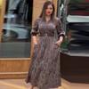 Otoño 2024 nuevo comercio exterior europeo y americano transfronterizo Amazon transfronterizo vestido de mujer de manga larga con estampado de cintura de moda