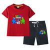 Traje de verão Rainbow Friends para meninos e meninas 2023 novo infantil bebê algodão manga curta shorts fino conjunto de duas peças
