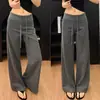 Pantalones de chándal grises para mujer Primavera/Verano 2026 Estilo nuevo Caída Recta Adelgazantes Ajustados Anchos de pierna Cintura alta Pantalones de chándal para mujer petite