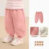 Calça Kaka Panda infantil com forro de fleece antiestático, calça esportiva de bebê, roupa de inverno para meninas, calça comprida infantil de inverno quente