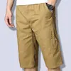 Pantalones de Trabajo para Hombre, Corte Holgado, Tallas Grandes, Estilo Papá, Shorts Casuales de Algodón de Verano de Longitud Media, Shorts para Hombre