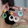 Pendientes de Círculo Coloridos Dopamina Verano Dulce Corazón Aguja de Plata Frescos Acrílicos Nicho Estilo Vacaciones