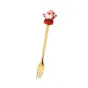 Tenedor Cuchara de Acero Inoxidable Navideño Elemento Navideño Cuchara Mezcladora Tenedor Cuchara para Café Postre Patrón de Muñeca Tenedor Cuchara de Postre