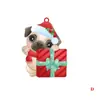 Pendente para Interior de Carro de Pug de Natal Novo Transfronteiriço Decoração de Árvore de Natal Pingente Presente de Festa