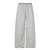 Calça de moletom casual C1100, estilo americano de rua, unissex, design retro com estampa total, corte largo e solto para homens