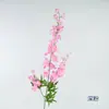 Flor artificial decoração de sala de estar em casa delfínio de 3 pétalas haste única ornamento de arranjo floral para salão de casamento flor artificial adereço de fotografia