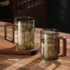 Nuevo Juego de Tazas de Té de Vidrio Estilo Chino para Uso en Casa en la Sala de Estar, Taza de Agua Resistente a Altas Temperaturas con Mango de Madera, Taza de Lujo de Gama Alta para Oficina