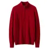 Tricô 100% Caxemira Pura Feminino Suéter com Meio Zíper e Gola Alta Modelagem Solta Outono e Inverno Novo Estilo Camada Base Aconchegante
