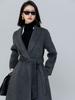 Abrigo de Lana de Camello Otoño e Invierno con Cinturón de Doble Vista con Solapa Grande, Gabardina de Largo Medio para Mujer con Diseño Cinturón