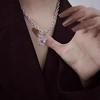 Collar Corazón Galaxia Color Durazno Lujo Accesible Nicho Zircón Incrustado Cadena Clavícula Barbie Mismo Estilo Xiaohongshu