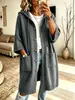 Abrigo de punto con capucha estilo europeo, gorro, cárdigan de punto para mujer, longitud media, suelto, manga tres cuartos, botones, estilo perezoso