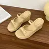 Pantuflas de estilo de hadas con plataforma gruesa y tacón de cuña para aumentar la altura, con lazo, para mujer, para usar en exteriores en verano, nuevos sandalias estilo francés petit 2026