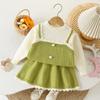 Vestido de malha infantil Bala primavera e outono, conjunto completo, novo, estiloso, de malha, moda feminina, duas peças