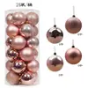 Bolas de Natal 24 Peças 3cm4cm6cm8cm Tambor Bolas Coloridas Bolas de Plástico Galvanizado Decorações de Árvore de Natal Atacado