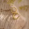 Brincos de Tarraxa Sólidos Martelados Geométricos Irregulares de Aço Inoxidável, Simples e Versáteis, Banhados a Ouro 18K, Transfronteiriços