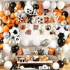Novas decorações de festa de aniversário com tema de bola, guirlanda de bandeirinhas, pratos de bolo espirais e conjunto de copos de papel
