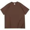 Camiseta de algodón puro de 260 g, cuello pequeño, color liso, con logo estampado, marca de moda, manga corta, verano, unisex, nueva, cuello redondo