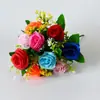 Flores artificiales al por mayor de fábrica, ramo de rosas de 12 cabezas para decoración de restaurantes, dormitorios, salas de estar, flores artificiales, venta caliente transfronteriza
