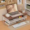 Soporte para computadora de estilo cajón con rejilla de hierro forjado, estante de almacenamiento universal para escritorio para laptops, organizador de escritorio de oficina