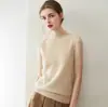Colete 100% caxemira modelo 2026 para mulheres, camada interna quente, colete de tricô de caxemira, colete sem mangas com gola semi-alta para mulheres