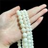 Jade Blanco Raíz de Bodhi 108 Cuentas Sueltas Cuentas Redondas Cuentas DIY Blanco Luz de Luna Cuentas de Juego Cultural Pulsera de Joyería