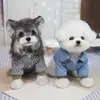 Ropa de Dos Patas para Perro Mascota Otoño e Invierno Engrosada Cálida Ropa para Mascotas Bichón Teddy 26 Chaqueta de Algodón de Dos Patas de Mezclilla