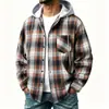 Nueva camisa de manga larga a cuadros para hombre, de marca de moda versátil para comercio exterior de primavera y otoño, camisa con capucha casual holgada de moda para pareja