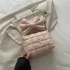 Ropa Nueva de Algodón Otoño e Invierno Bolso Nube Nicho Lazo Bolso de Mano Único para Mujer Gran Capacidad Bolso Burbuja Plisado