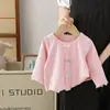 Ropa Nueva para Niñas 2025, Tops de Punto Estilo Coreano, Camisetas de Manga Larga de Primavera, Ropa Exterior de Primavera y Otoño, Tops Finos para Niñas