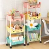 Carrito Estante de Almacenamiento Multicapa Macaron Móvil Estante de Almacenamiento de Snacks Juguetes Estantería de Piso para Niños Estante de Almacenamiento