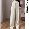 Pantalones de pierna ancha mujer verano finos de talle alto con caída de punto pantalones adelgazantes casuales de pierna recta pantalones largos de seda de hielo palillo mujer