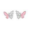 Aretes Asimétricos de Mariposa de Plata Esterlina S925 con Micro-incrustaciones de Zircón para Mujer, Diseño de Diamantes Calados, Aretes Modernos para Combinar con Todo