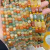 Cuentas de Disco de Ágata Verde Aventurina y Seda Dorada, Cuentas de Barril, Cuentas Redondas Materiales para Accesorios de Joyería DIY Cristal Natural Cuentas de Buda Retorcidas a Mano Venta al por Mayor